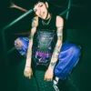 CAZZU IRIDESCENT CUT & SEW SPIDER SKULL Shark Sırt Çantası (DLXV)