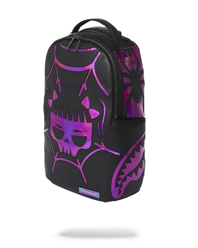 CAZZU IRIDESCENT CUT & SEW SPIDER SKULL Shark Sırt Çantası (DLXV)