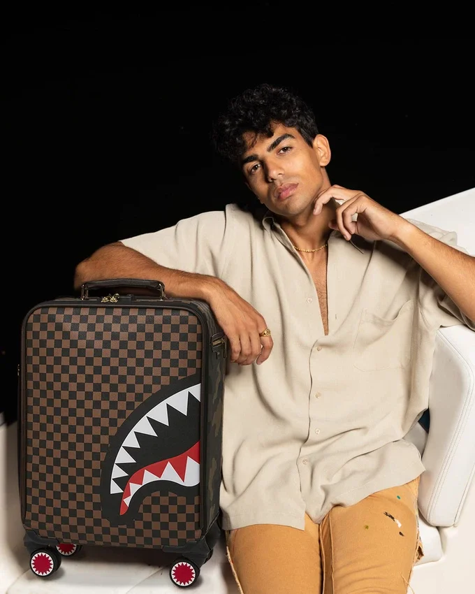 DIŞ KISIMDA ALTIN RENKLİ FERMUARLI CEP PARİS'TE SHARK JETSETTER VALİZLERİ