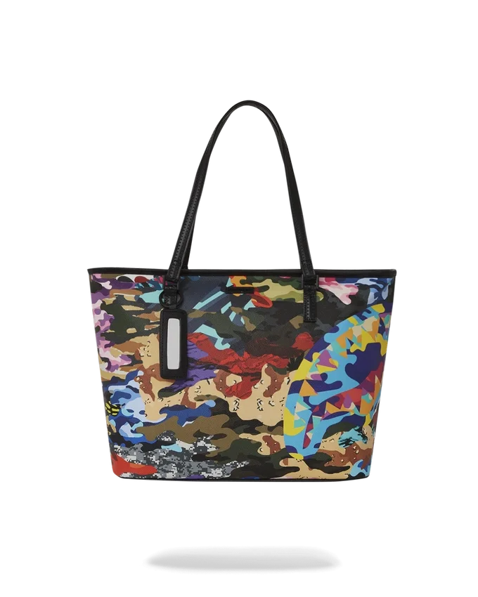 DİLİMLENMİŞ VE KÜP KÜP KESİLMİŞ Camo Tote Çantalar