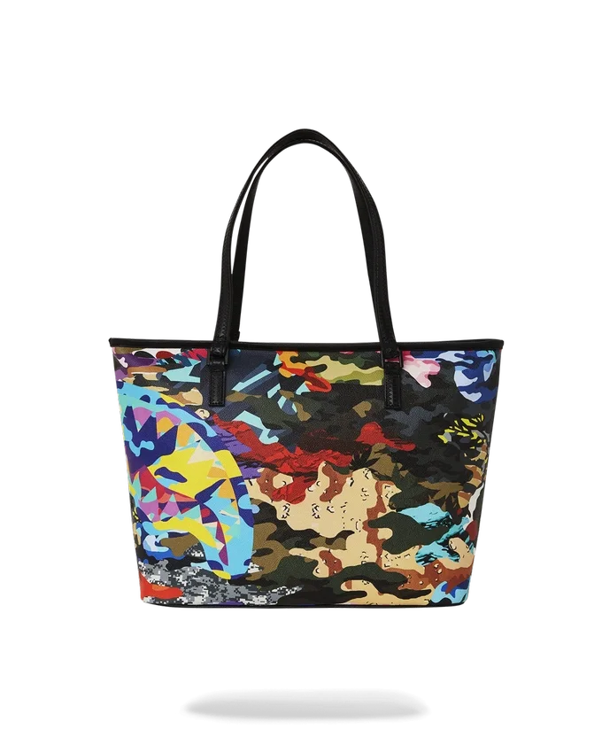 DİLİMLENMİŞ VE KÜP KÜP KESİLMİŞ Camo Tote Çantalar