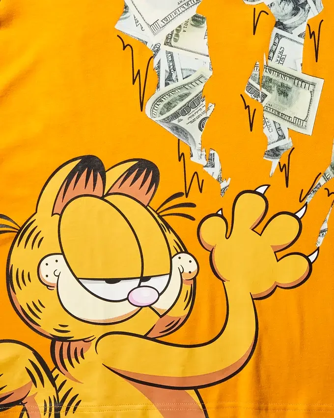 GARFIELD KEDİ STRATCH DESENLİ TİŞÖRT (TURUNCU)