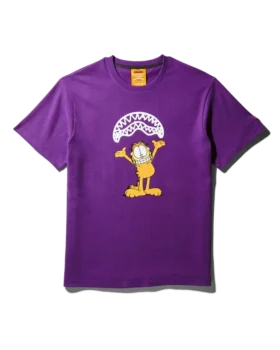 GARFIELD KÖPEK BALIĞI AĞZI DESENLİ TİŞÖRT (MOR)
