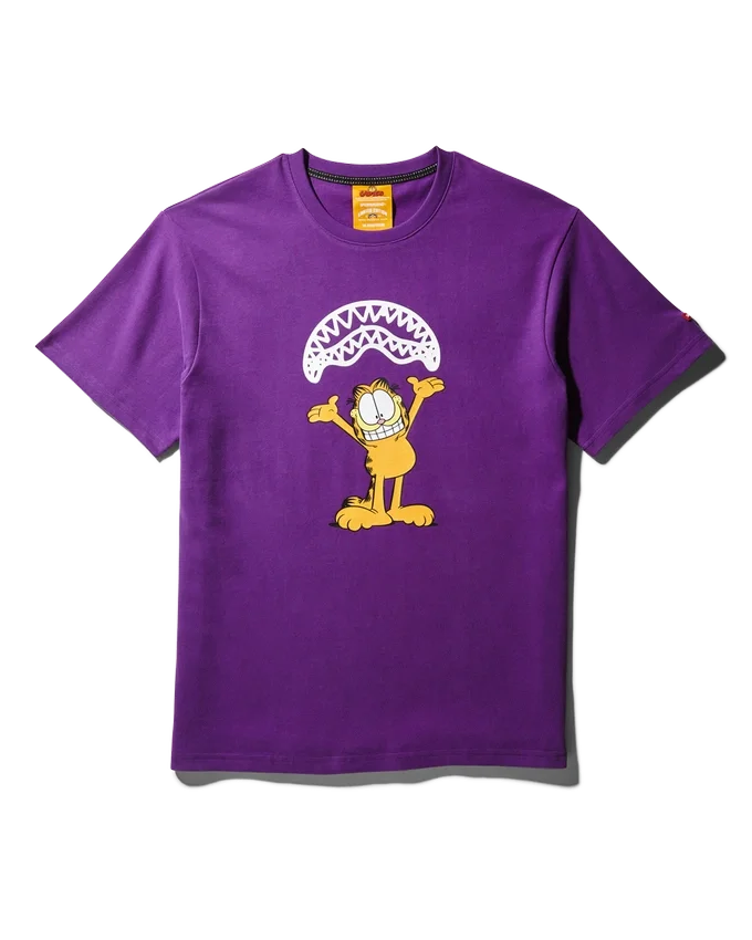 GARFIELD KÖPEK BALIĞI AĞZI DESENLİ TİŞÖRT (MOR)