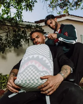 KREM RENKLİ DLX Sırt Çantası, “KNIT SHARKS IN PARIS” DESENLİ