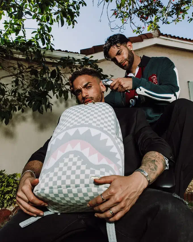 KREM RENKLİ DLX Sırt Çantası, "KNIT SHARKS IN PARIS" DESENLİ