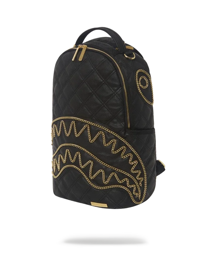 NOIR QUILT ALTIN ZİNCİRLİ SHARK SIRT ÇANTASI (DLXV)
