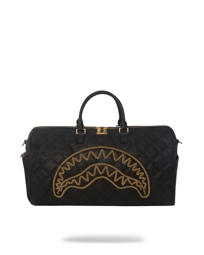 NOIR QUILT GOLD CHAIN SHARK Silindir Çantası