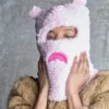 PEMBE POLAR AYI KULAKLILI KAR MASKELERİ