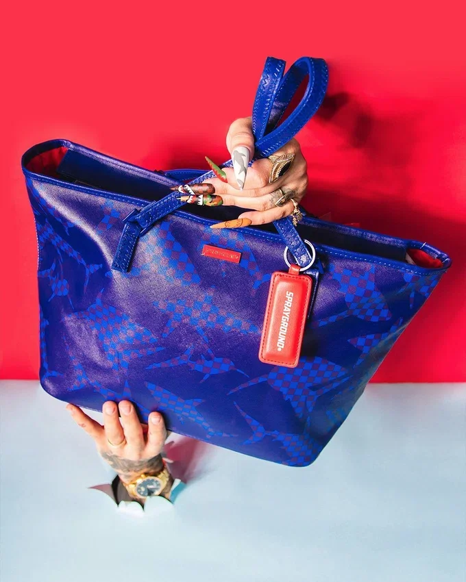 SHARK CHECK (MAVİ) Tote Çantalar