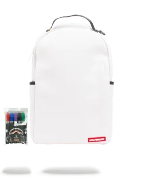 SPRAYGROUND DIY BEYAZ Sırt Çantası (VEGAN DERİ VE İÇ PARA ASTARI) & MARKERLER DAHİL
