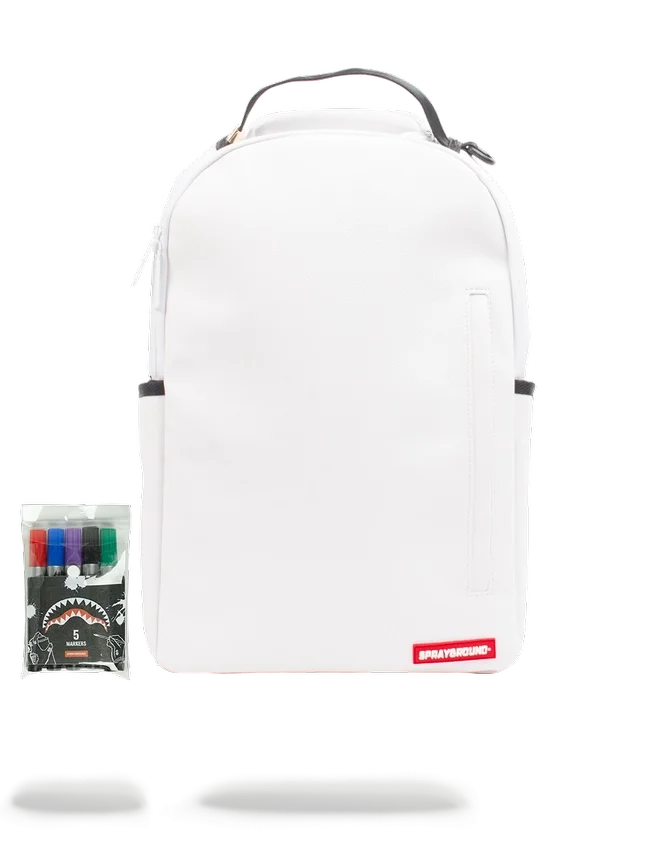 SPRAYGROUND DIY BEYAZ Sırt Çantası (VEGAN DERİ VE İÇ PARA ASTARI) & MARKERLER DAHİL